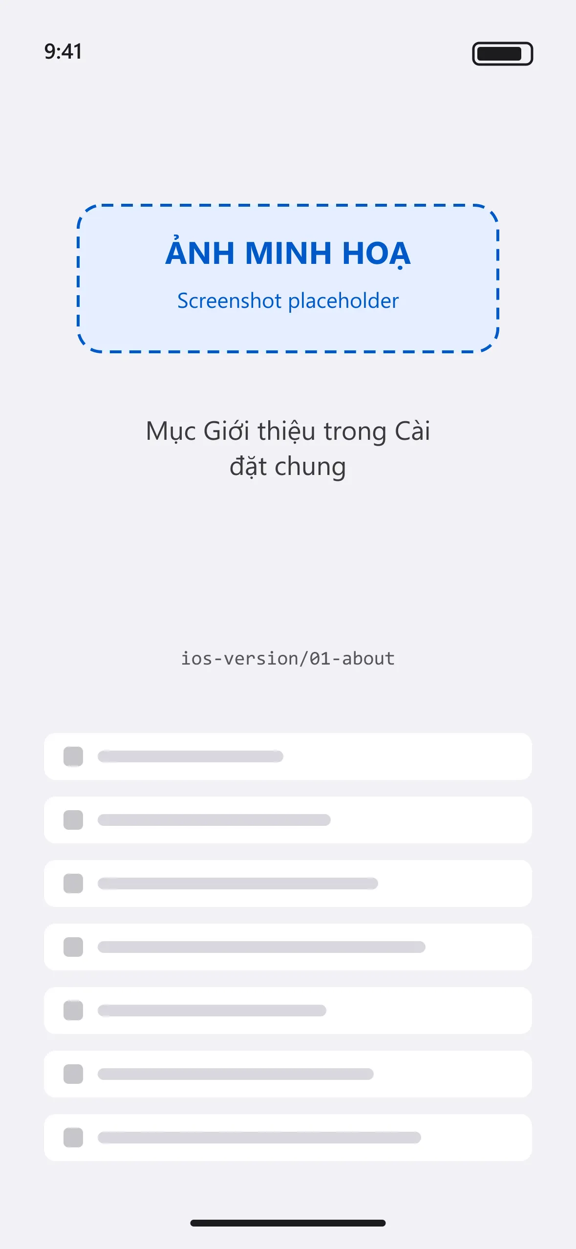 Mục Giới thiệu trong Cài đặt chung