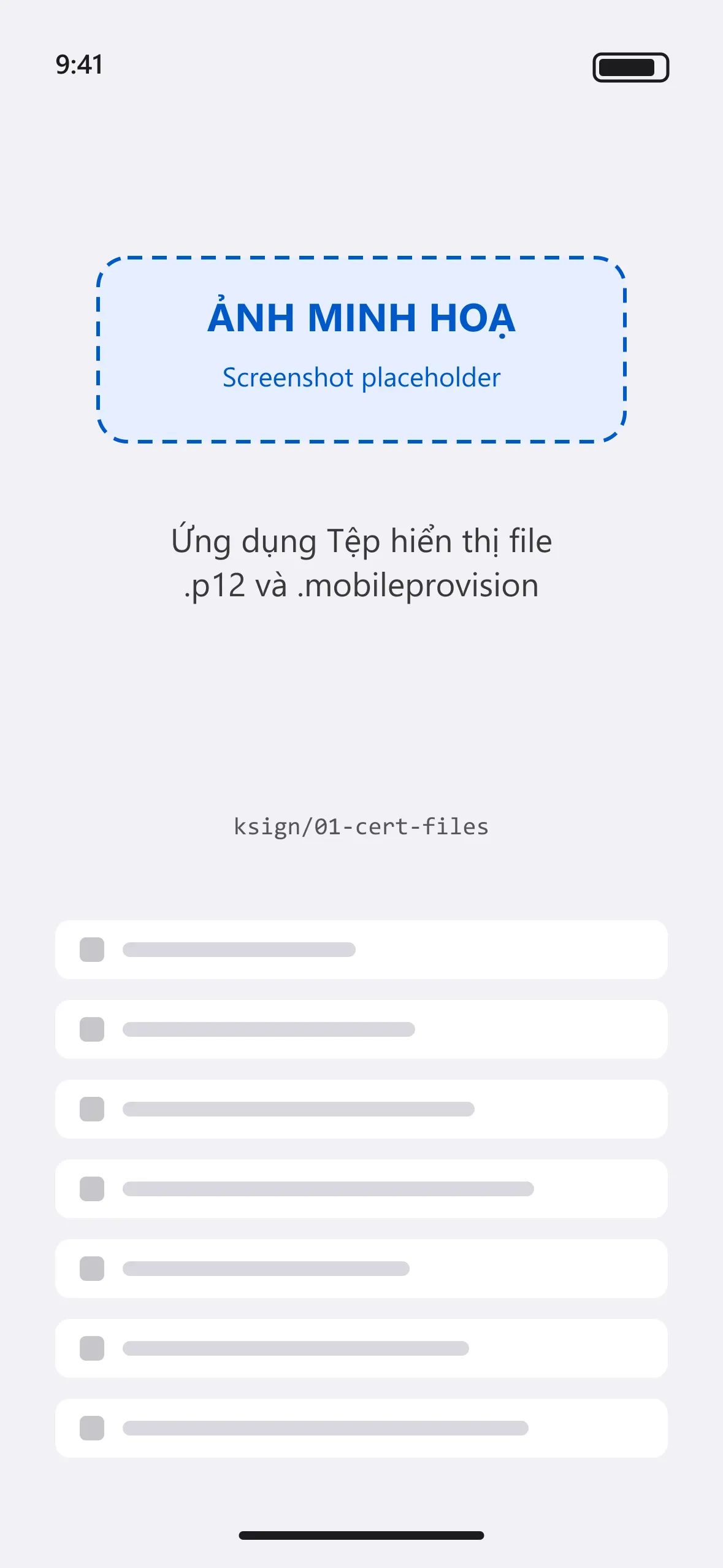 Ứng dụng Tệp hiển thị file .p12 và .mobileprovision