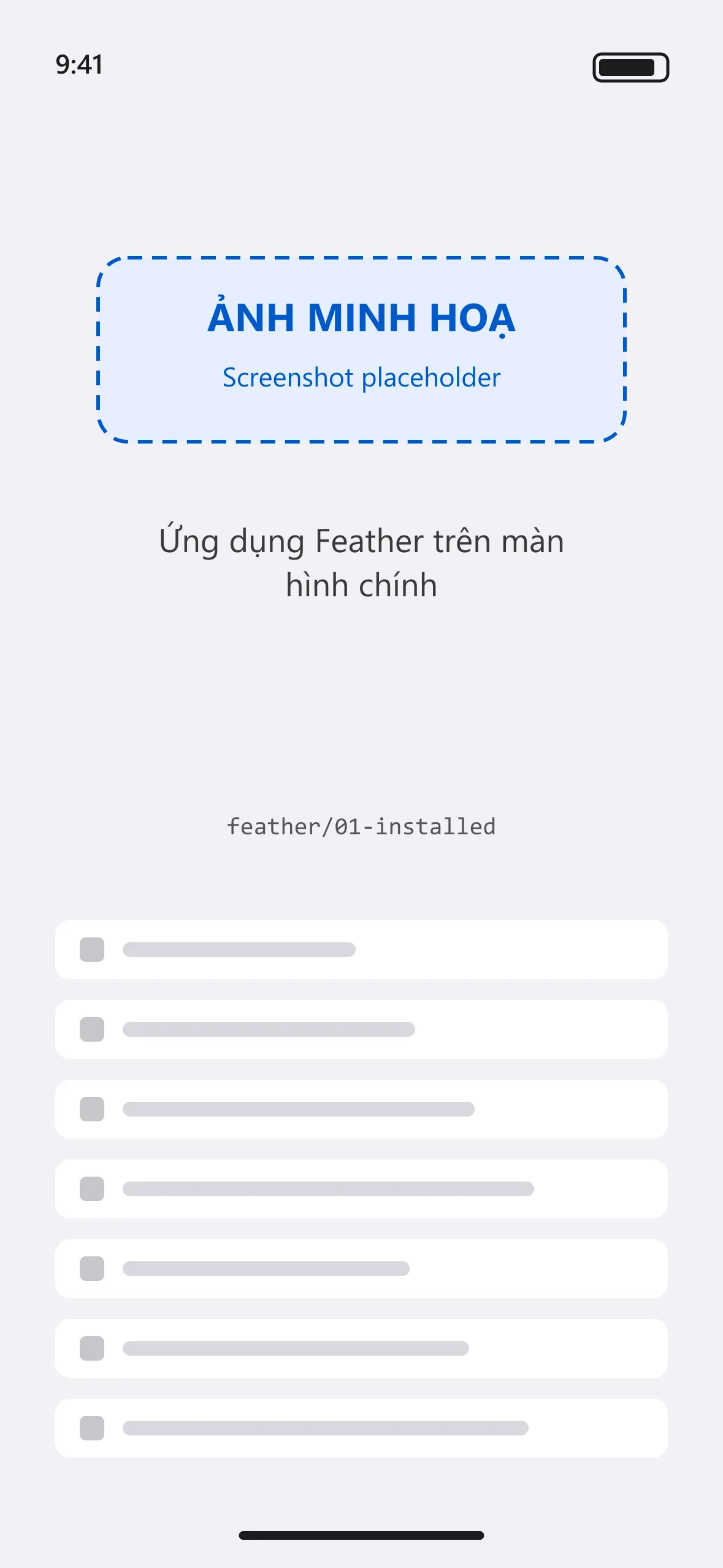 Ứng dụng Feather trên màn hình chính