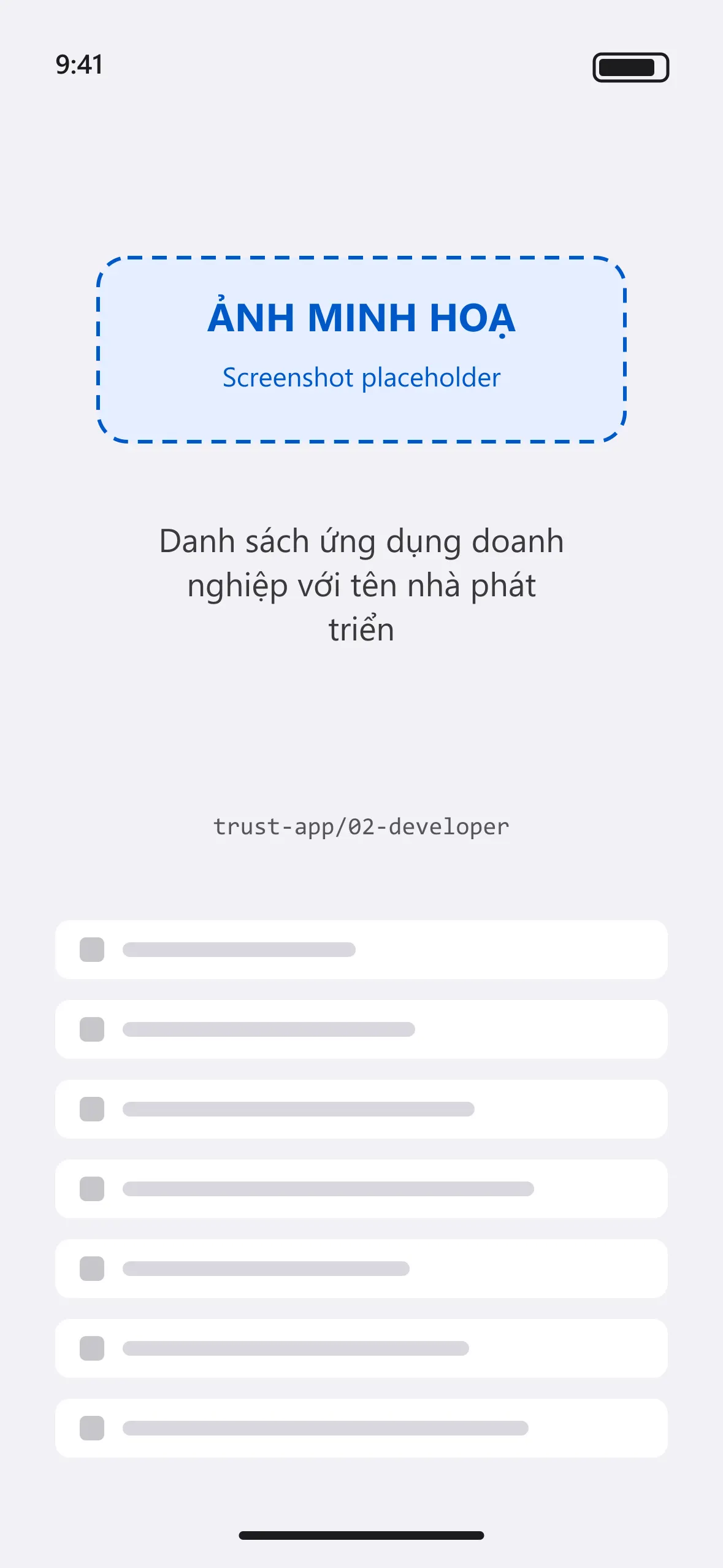 Danh sách ứng dụng doanh nghiệp với tên nhà phát triển