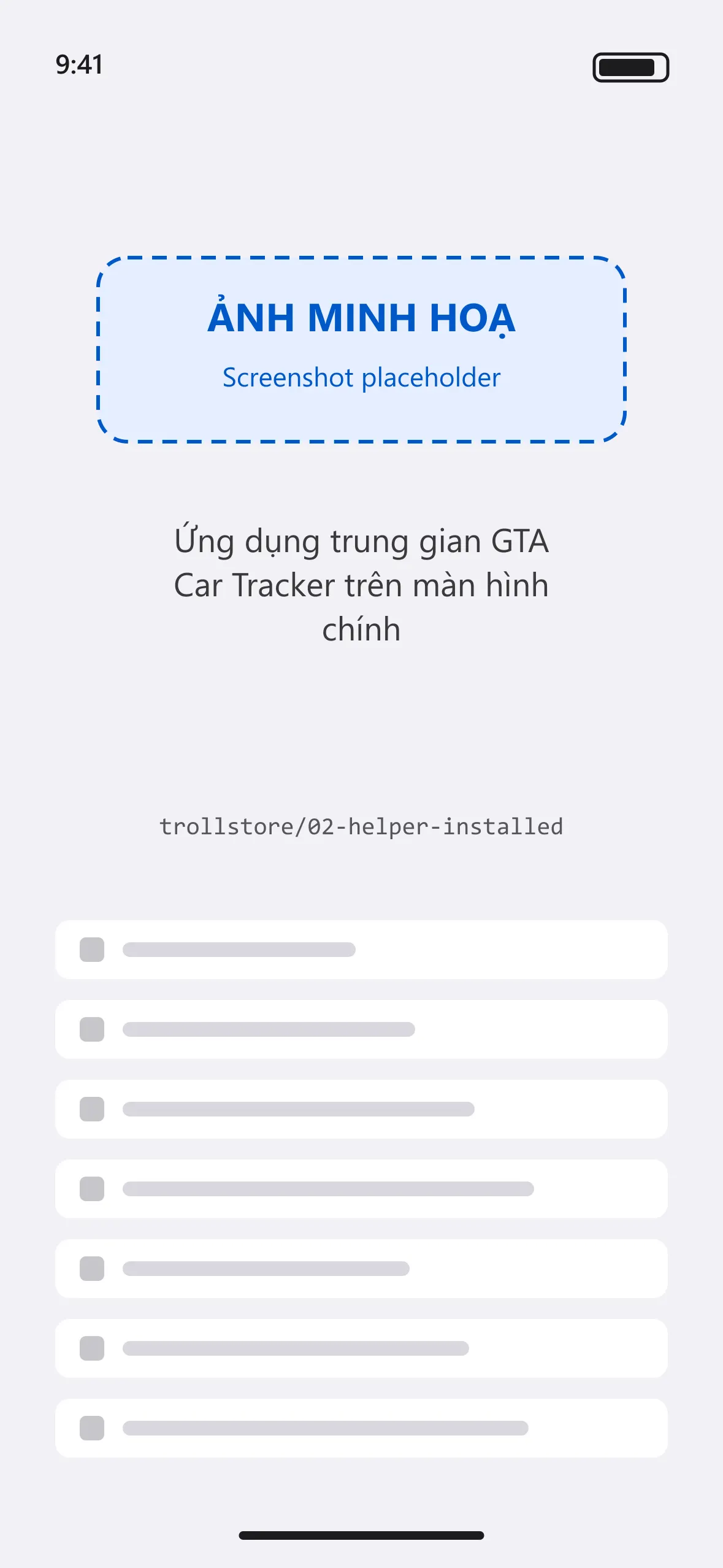 Ứng dụng trung gian GTA Car Tracker trên màn hình chính