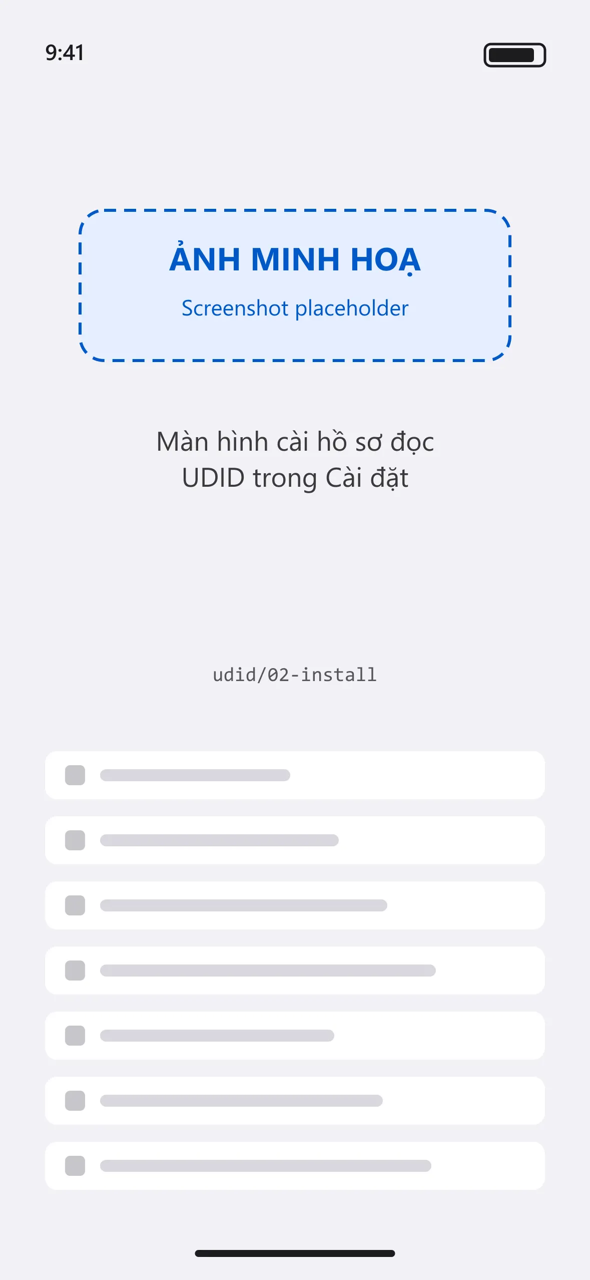 Màn hình cài hồ sơ đọc UDID trong Cài đặt