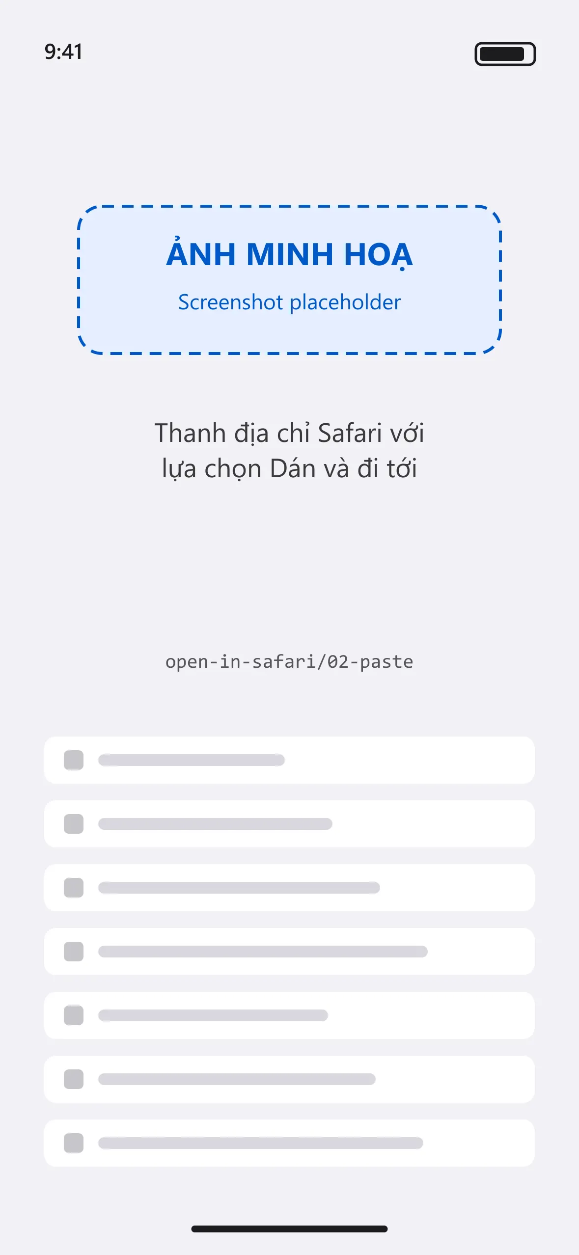 Thanh địa chỉ Safari với lựa chọn Dán và đi tới