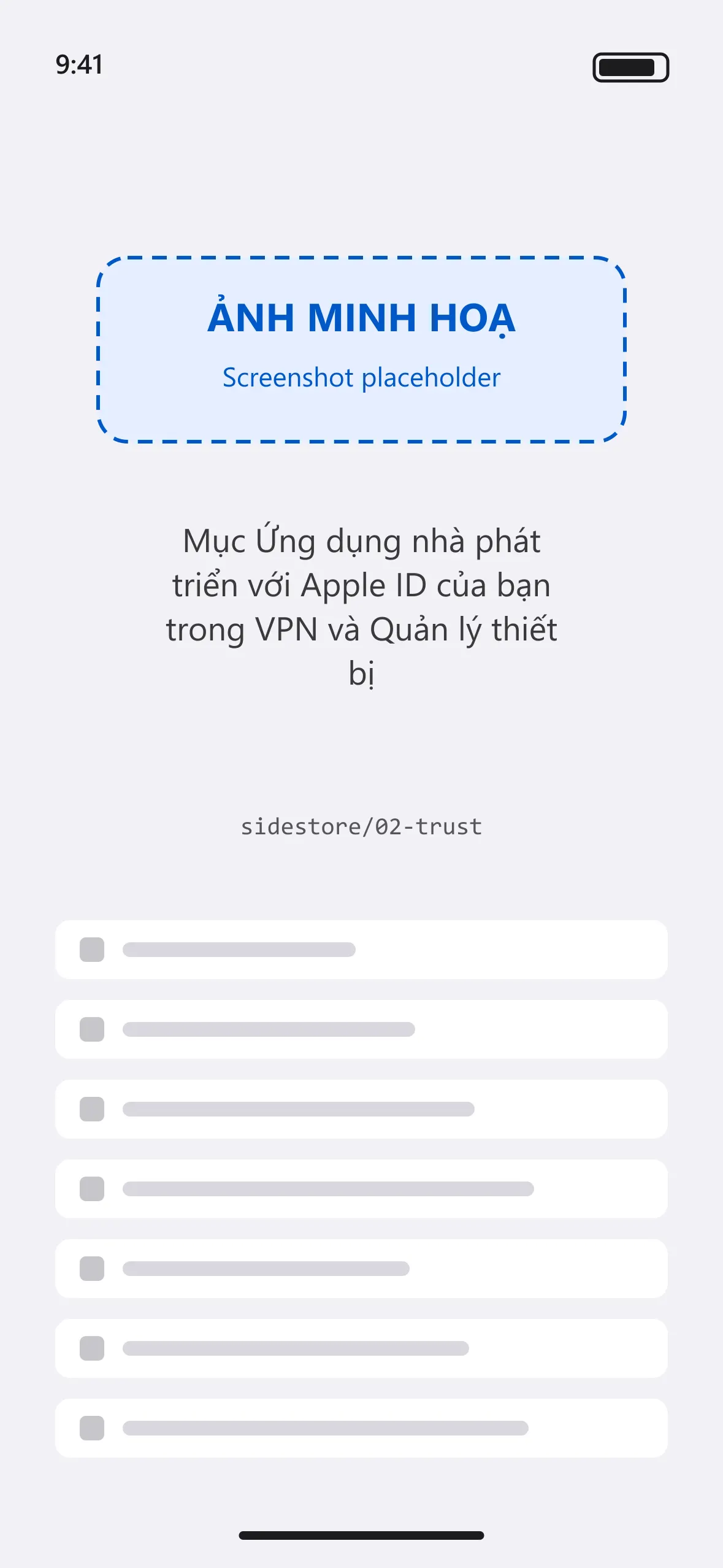 Mục Ứng dụng nhà phát triển với Apple ID của bạn trong VPN và Quản lý thiết bị