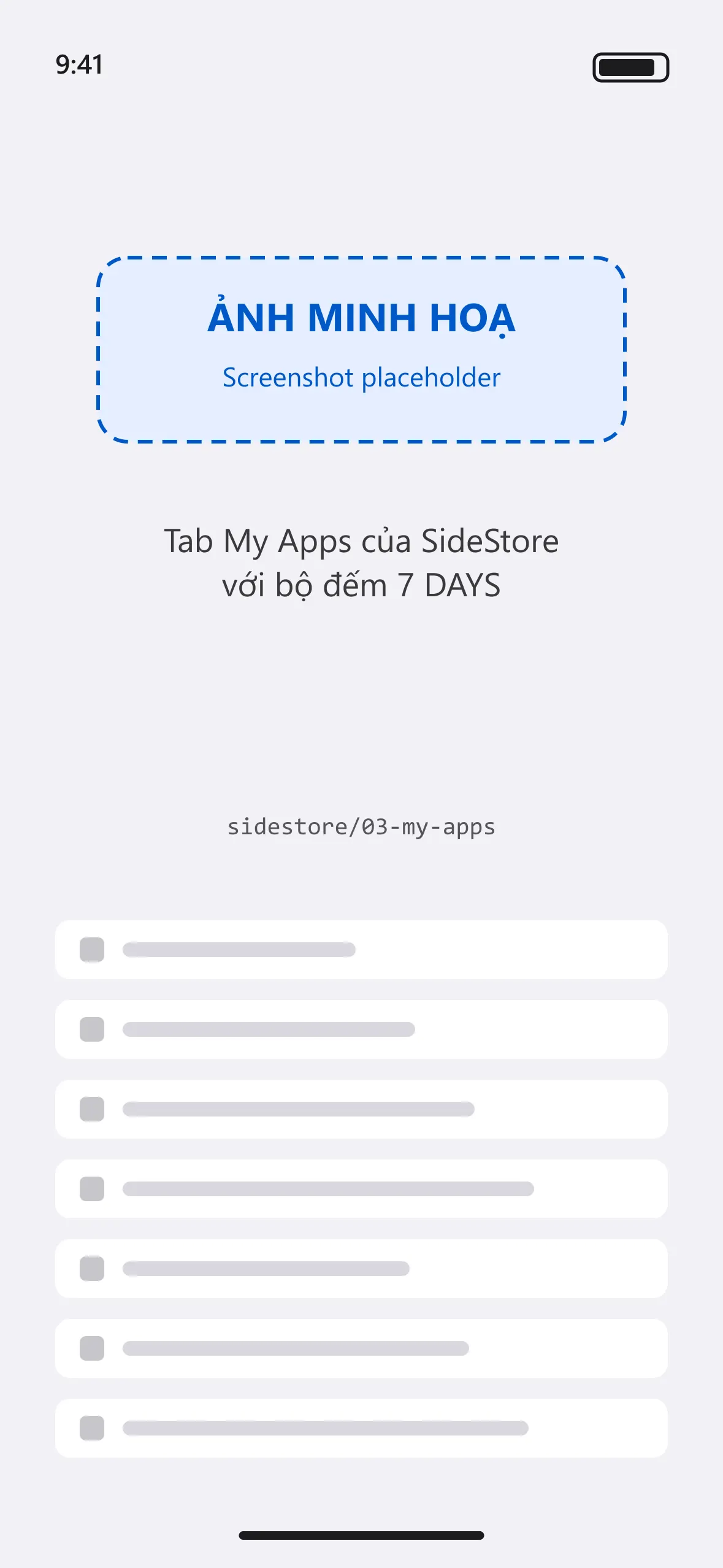 Tab My Apps của SideStore với bộ đếm 7 DAYS