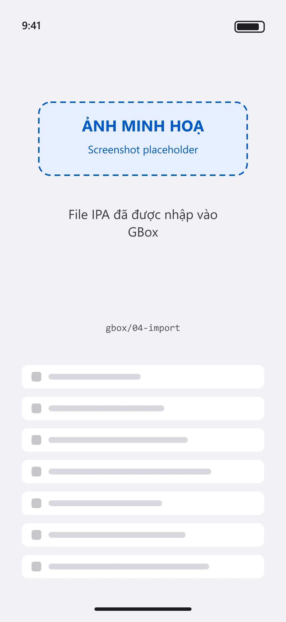 File IPA đã được nhập vào GBox