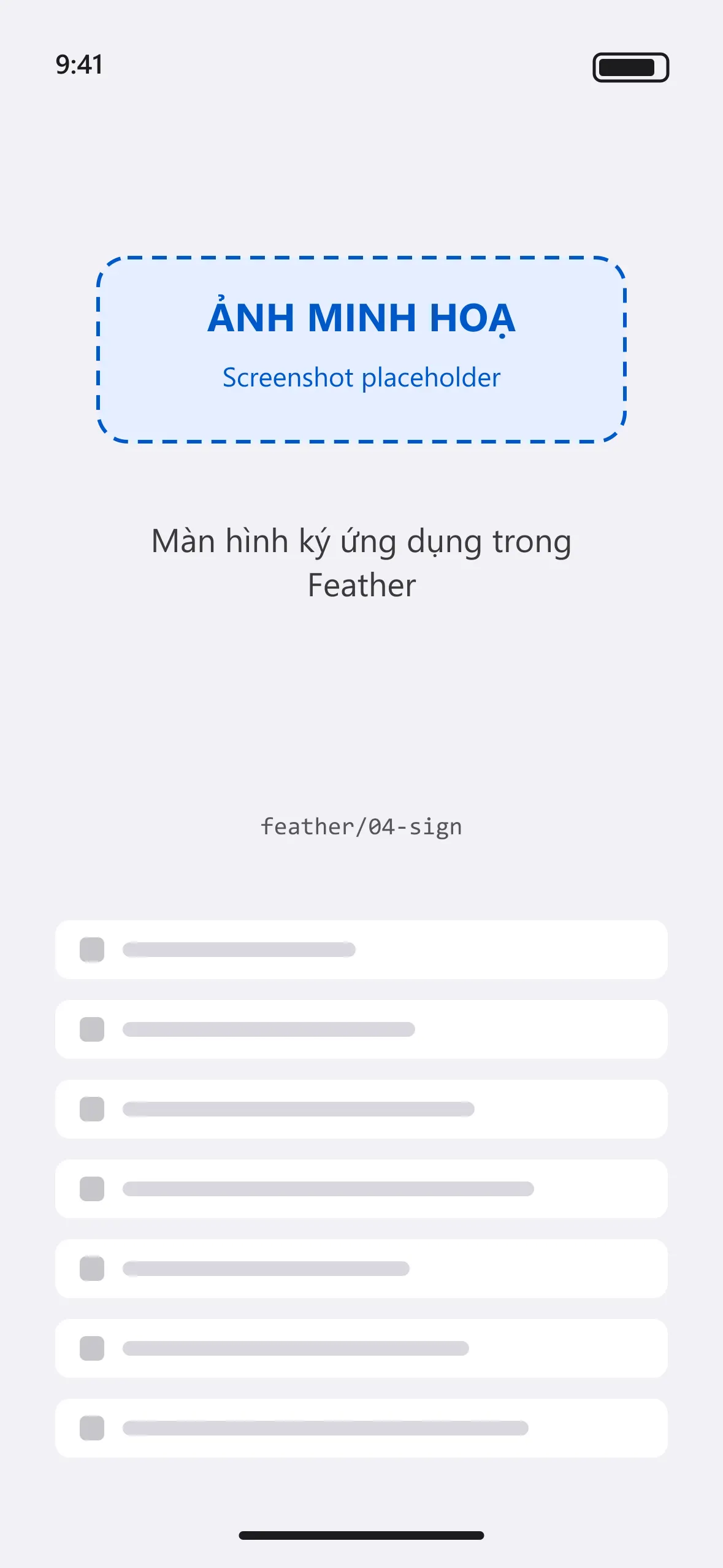 Màn hình ký ứng dụng trong Feather