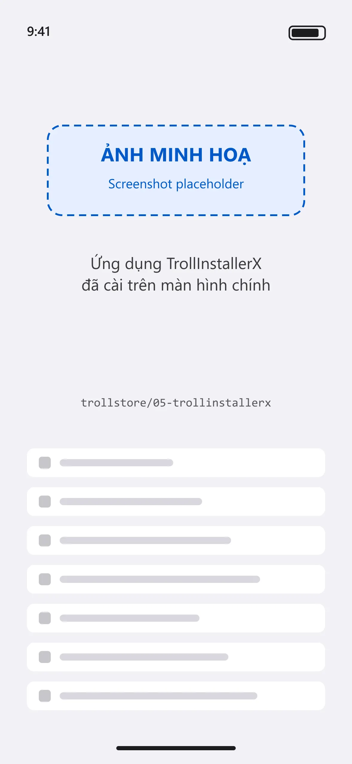 Ứng dụng TrollInstallerX đã cài trên màn hình chính