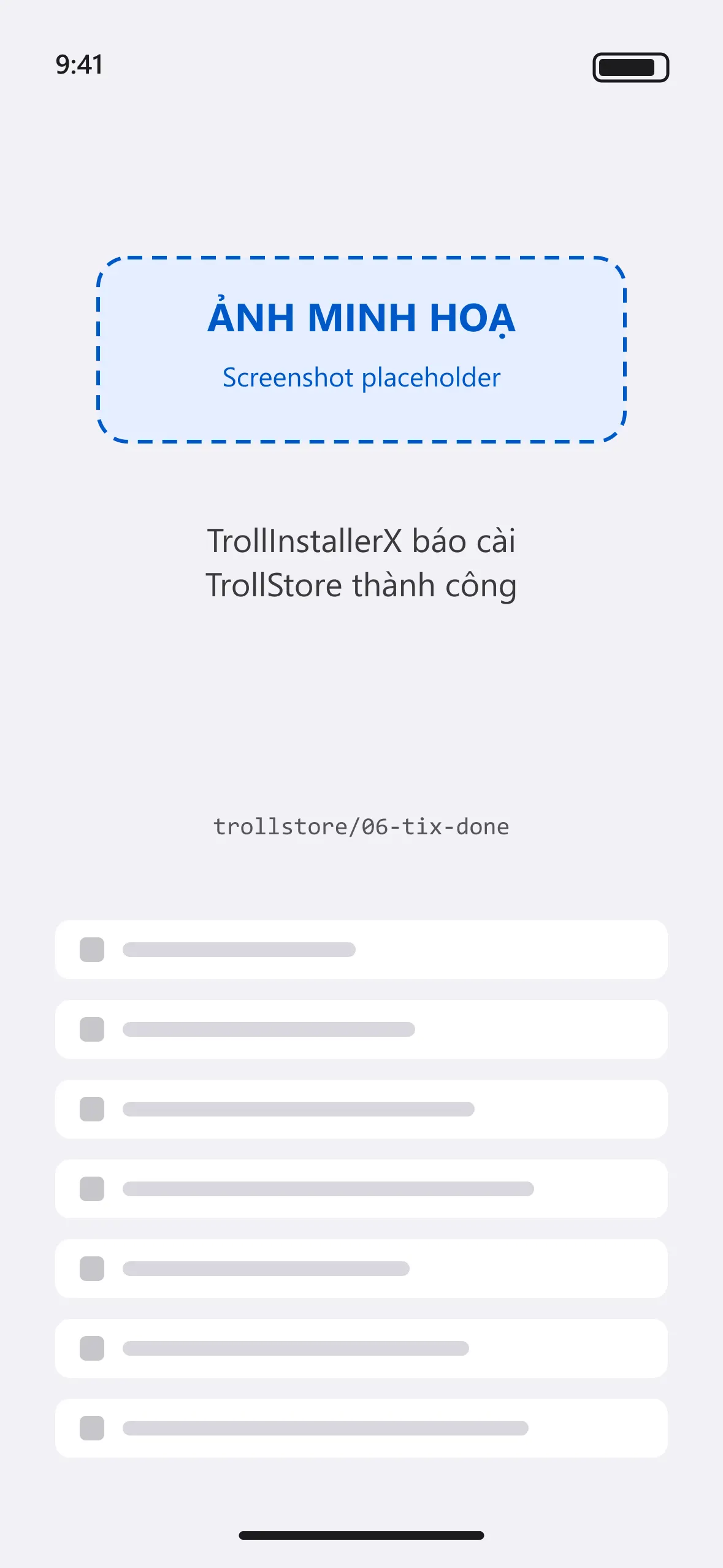 TrollInstallerX báo cài TrollStore thành công