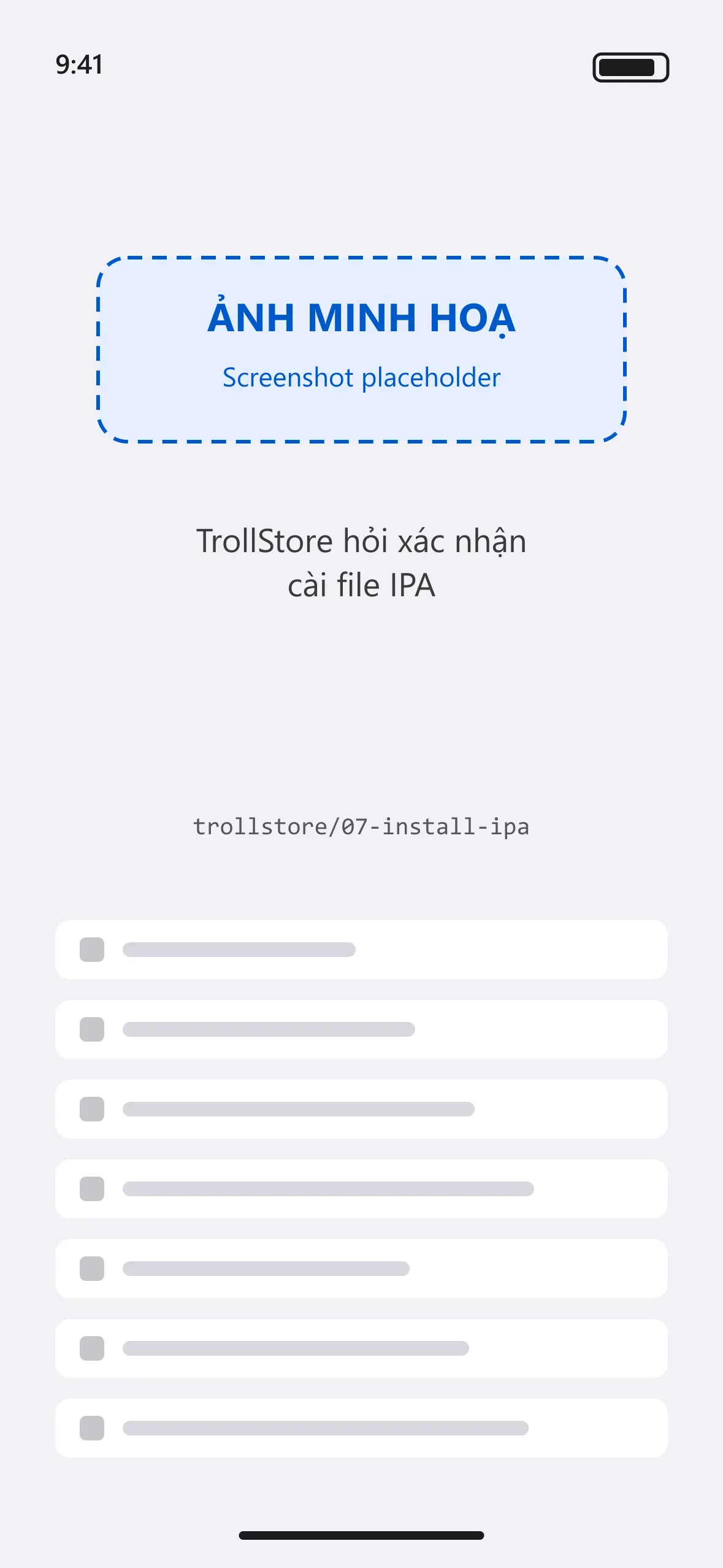 TrollStore hỏi xác nhận cài file IPA